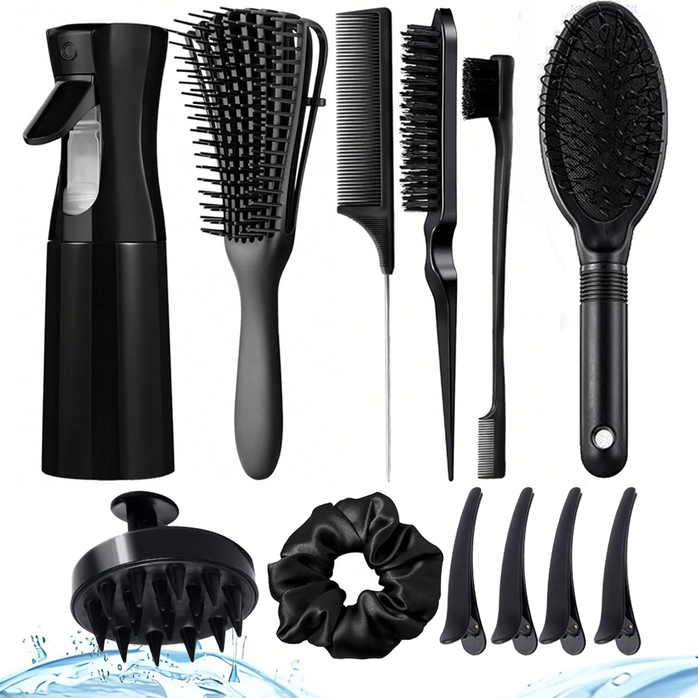 Hair Care Wavy Hair - Ensemble de brosses démêlantes avec vaporisateur,